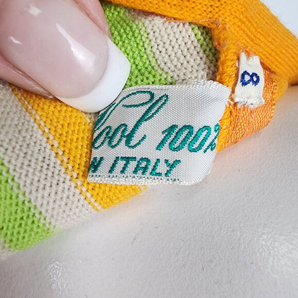 Vintage Lucia Made In Italy Green & Orange Knit Mini Dress Size S - Picture 11 of 12